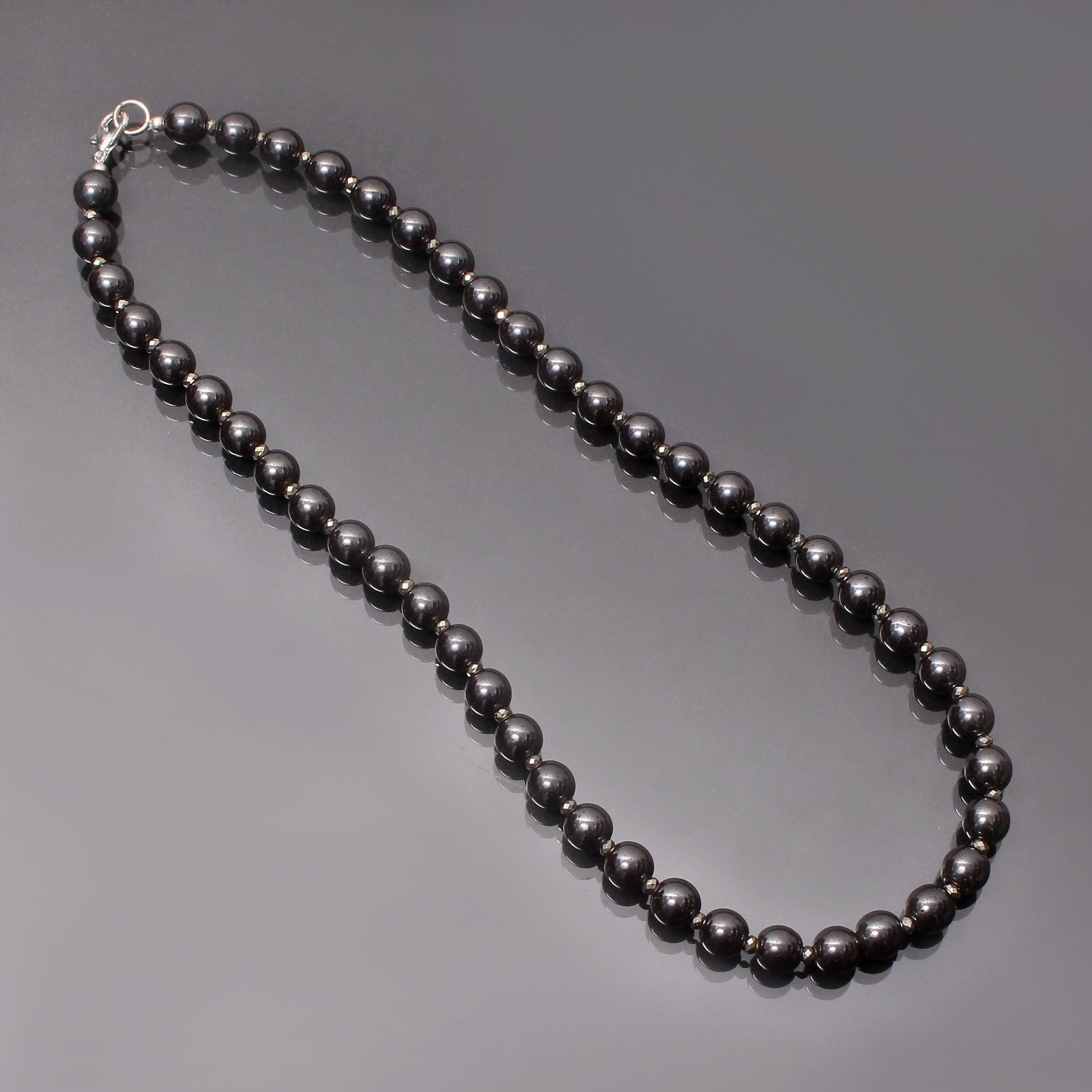 Smooth Hematite Beads Silver Necklace GemsRush