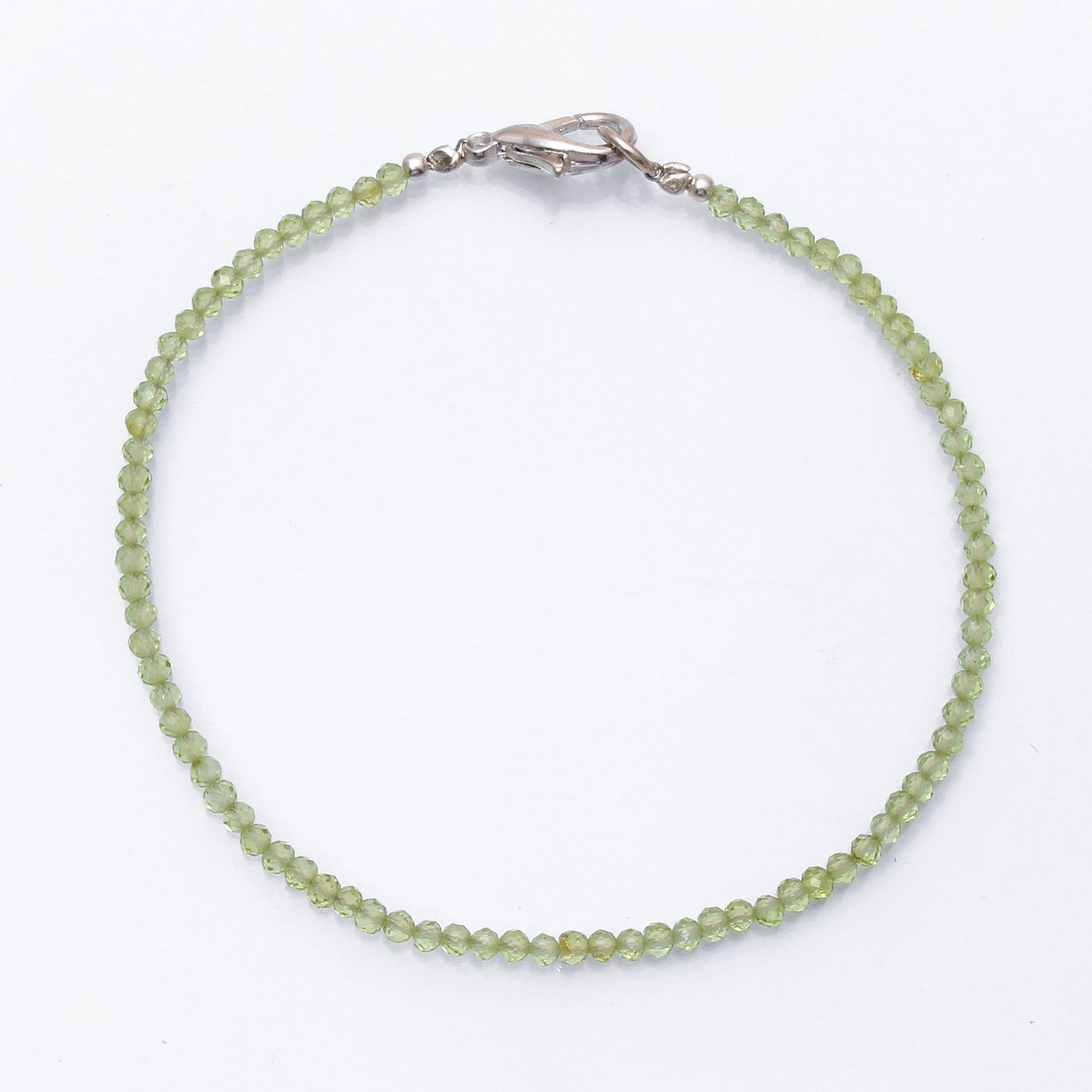 Sterling Silver Wire-Adorned Natural Peridot Minimalist Bracelet with Lobster Lock GemsRush