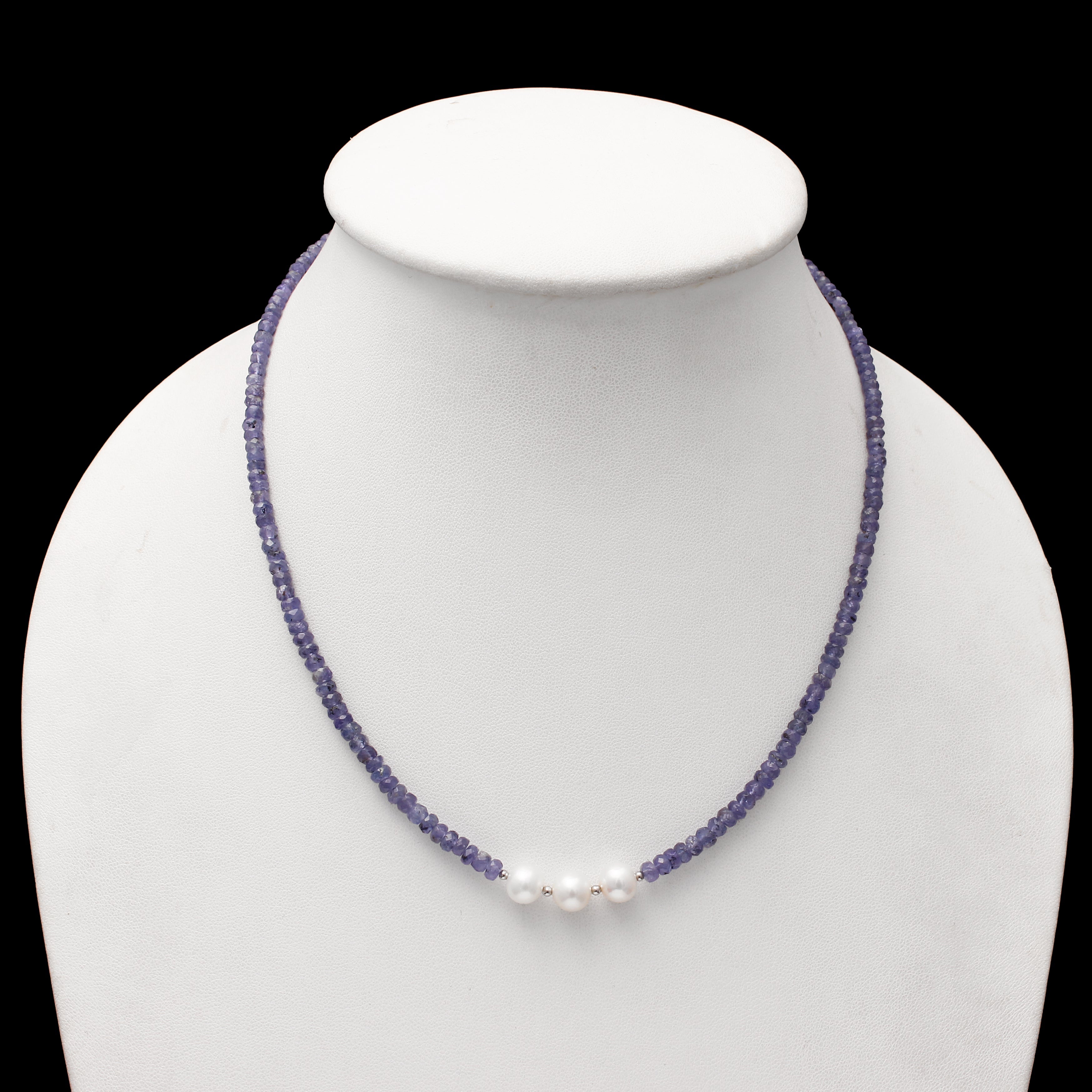 Buy Coral tanzanite gold pearl necklace at Krishna Jewellers,Pearls and Gems