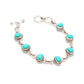 Turquoise Flower Engraved Sterling Silver Link Bracelet With Toggle Lock - Jewelry Gift GemsRush
