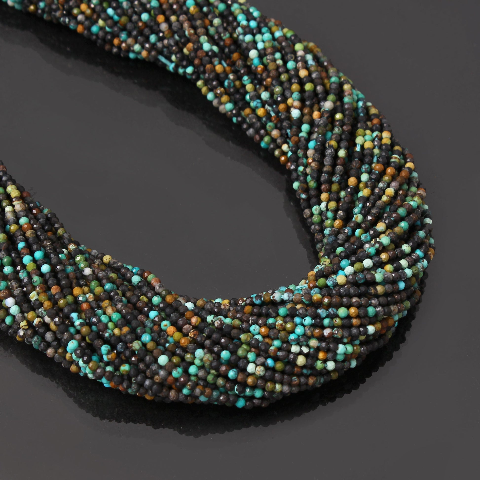Turquoise Round Shape 2.5mm - 3mm Faceted Cut Beads 12.5 Inch Strand GemsRush