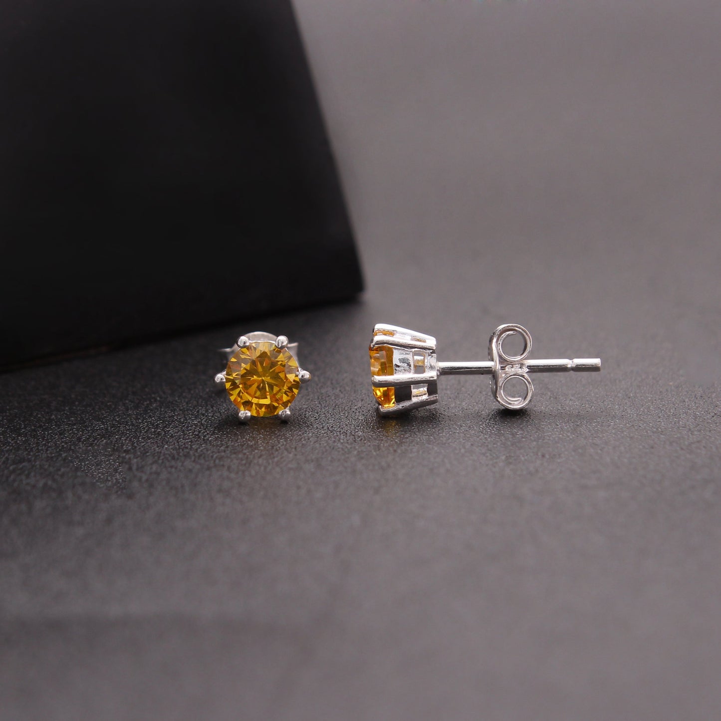 Valentines Day Gift Yellow CZ Stud Earring GemsRush