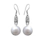 White Pearl Silver Dangle Earring GemsRush