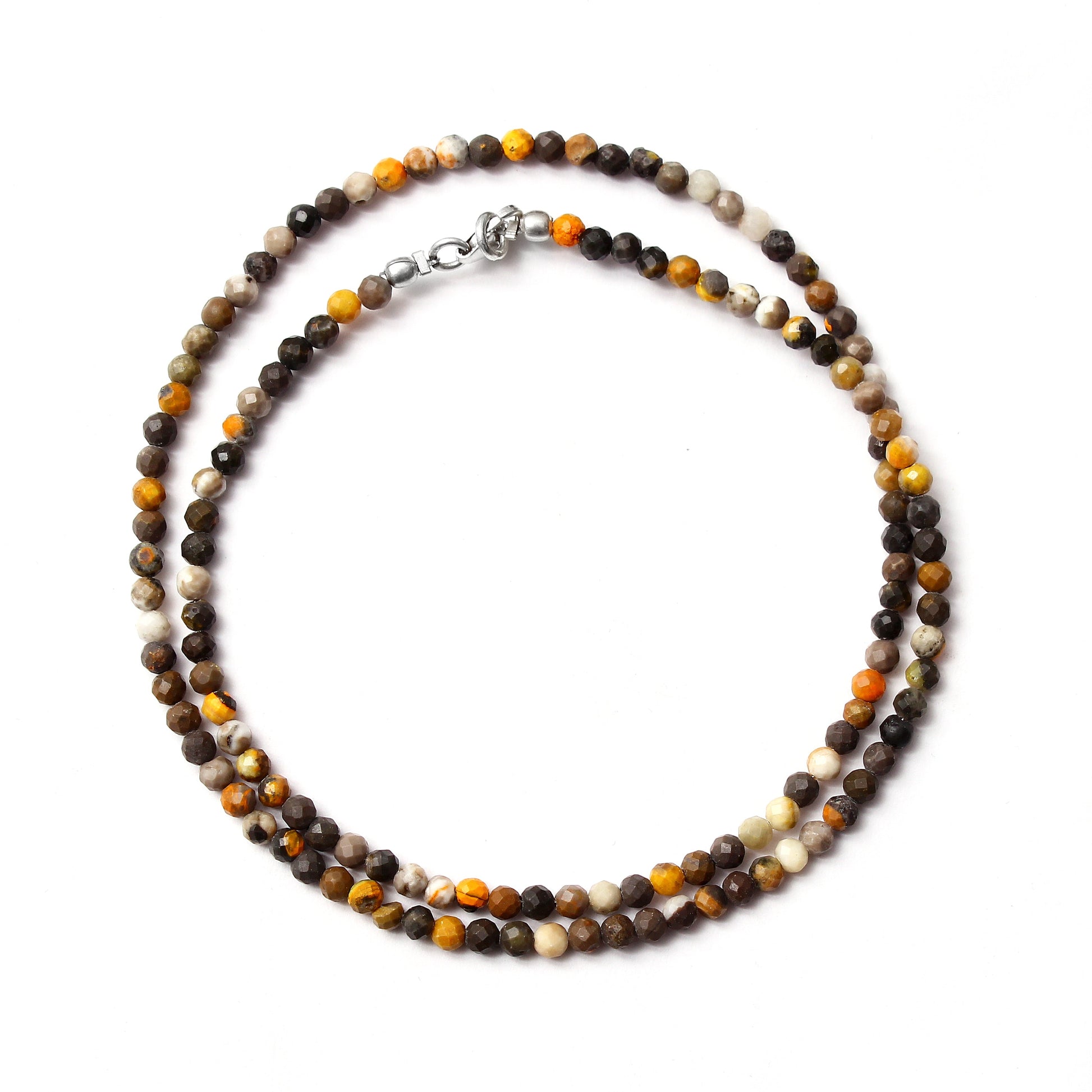 Yellow Bumble Bee Jasper Bead Necklace ,Micro Faceted Round Beaded Necklace, Women's Necklace, GemsRush